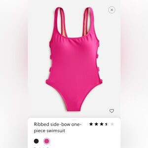 NWT J. Crew Ribbed side-bow one-piece swimsuit Fuchsia Fantasy PINK